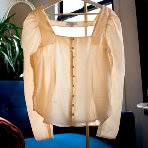 & Other Stories Puff Sleeve Button Up Blouse with Square Neckline- Size  6
